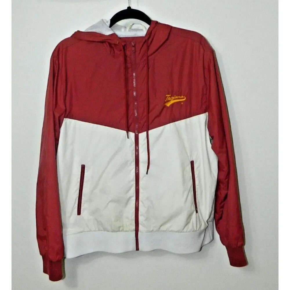 Campus Drive USC Trojans Jacket Size  Medium Burgundy White‎ Vintage Full Zip